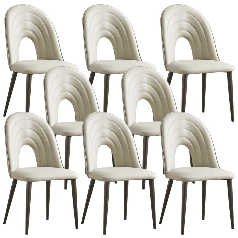Contemporary Armless Dining Chairs Faux Leather Open Back Dining Side Chair