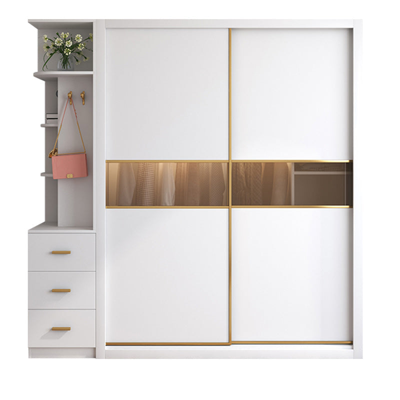 Wit gemanipuleerde houten garderobe armoire moderne schuifdeur garderobe