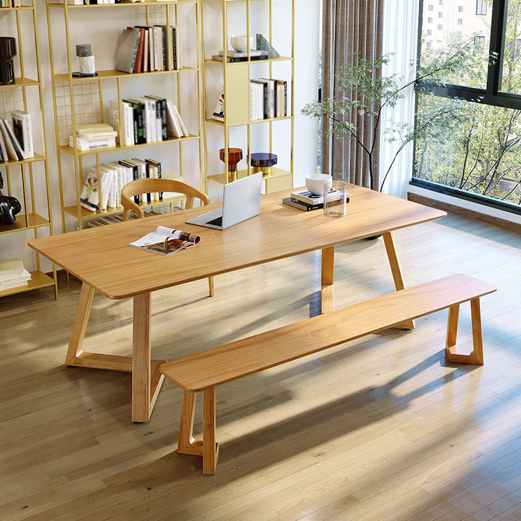 Modern Style Sled Office Desk Rectangular Solid Wood Writing Desk 78.7"L x 31.5"W x 29.5"H Clearhalo 'furn' 'furn_office_desk' 'Furniture' 'Office Desks' 'Office Furniture' 'office_desk' 5591412