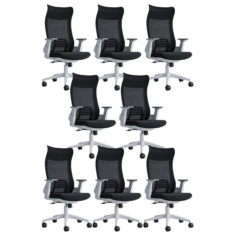 Black High Back Task Chair Nylon Frame Rotatable Mesh Office Chair 8 Piece Set White Clearhalo 'furn' 'furn_office_chair' 'Furniture' 'Office Chairs' 'Office Furniture' 'office_chair' 5591814