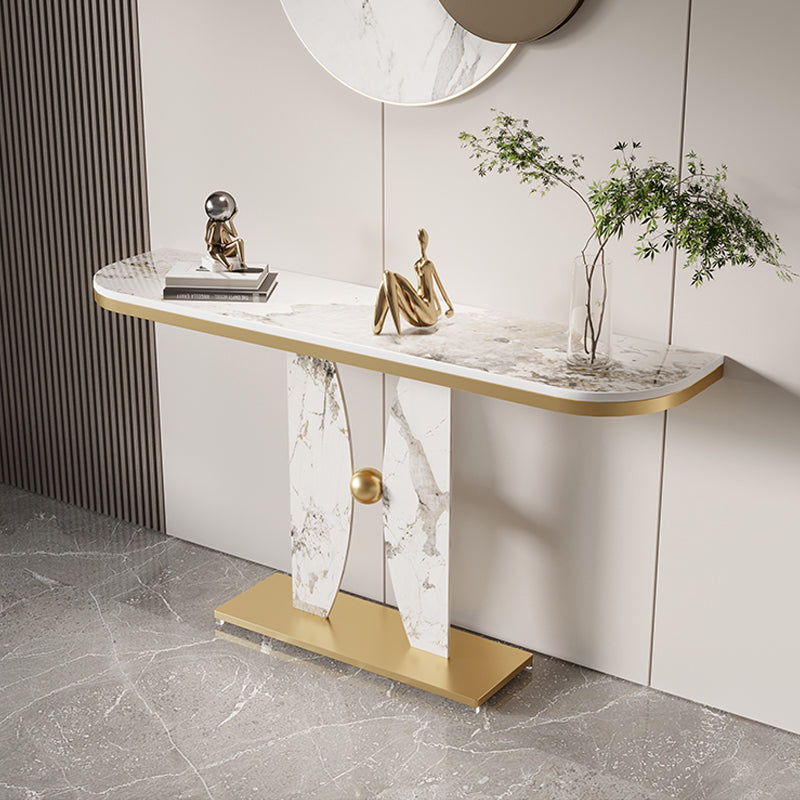 Tavolo console di marmo e metallo glam, tavolo da 31,50 "H Half Moon Accent per Hall