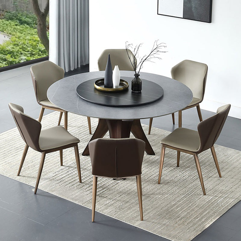 Tavolo da pranzo in pietra rotonda bianca nera mobili moderni con base di piedistallo