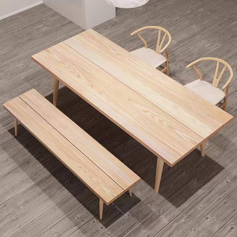 Mesa de comedor de rectángulo de madera natural Ceniza Mesa moderna con 4 patas