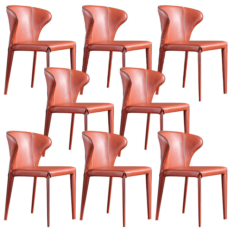 Upholstered Armless Dining Chairs Modern Faux Leather Side Chair