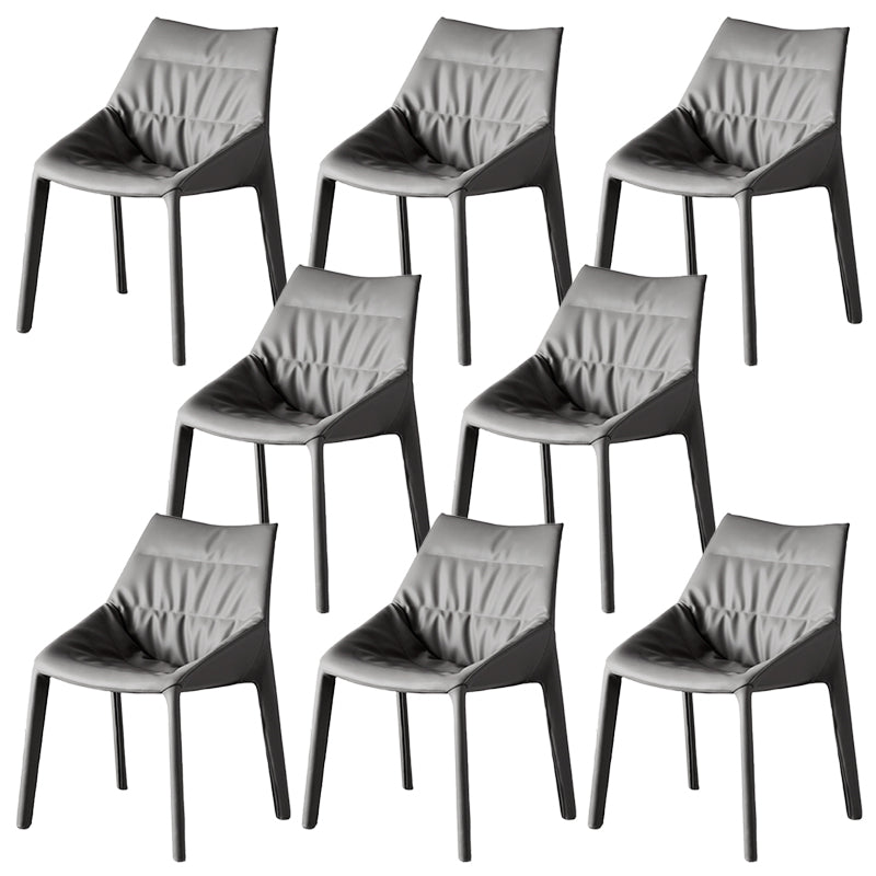 Modern Gray Dining Side Chair Faux Leather Armless Dining Chairs Grey 8 Piece Set Clearhalo 'Dining Chairs' 'Dining Tables & Seating' 'dining_chair' 'furn' 'furn_dining_chair' 'Furniture' 'Kitchen & Dining Furniture' 5597865