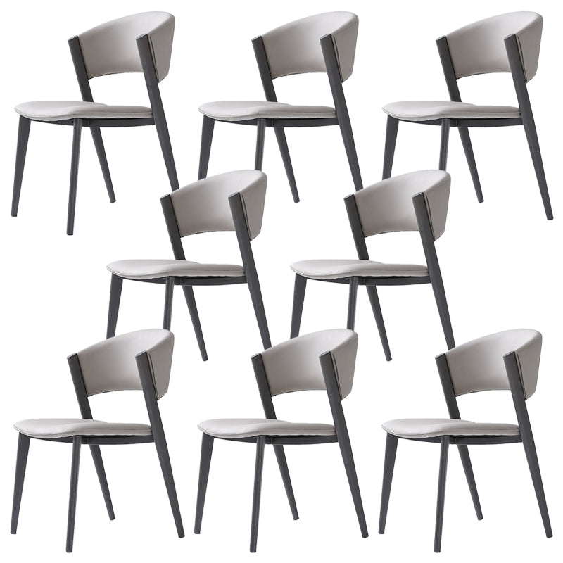 Silla de acento de comedor gris contemporáneo silla lateral de cuero falso