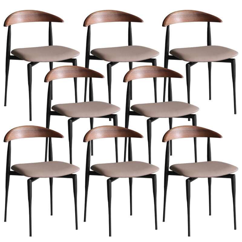 Industrial Stackable Dining Chairs Black Iron Legs Armless Dining Side Chair