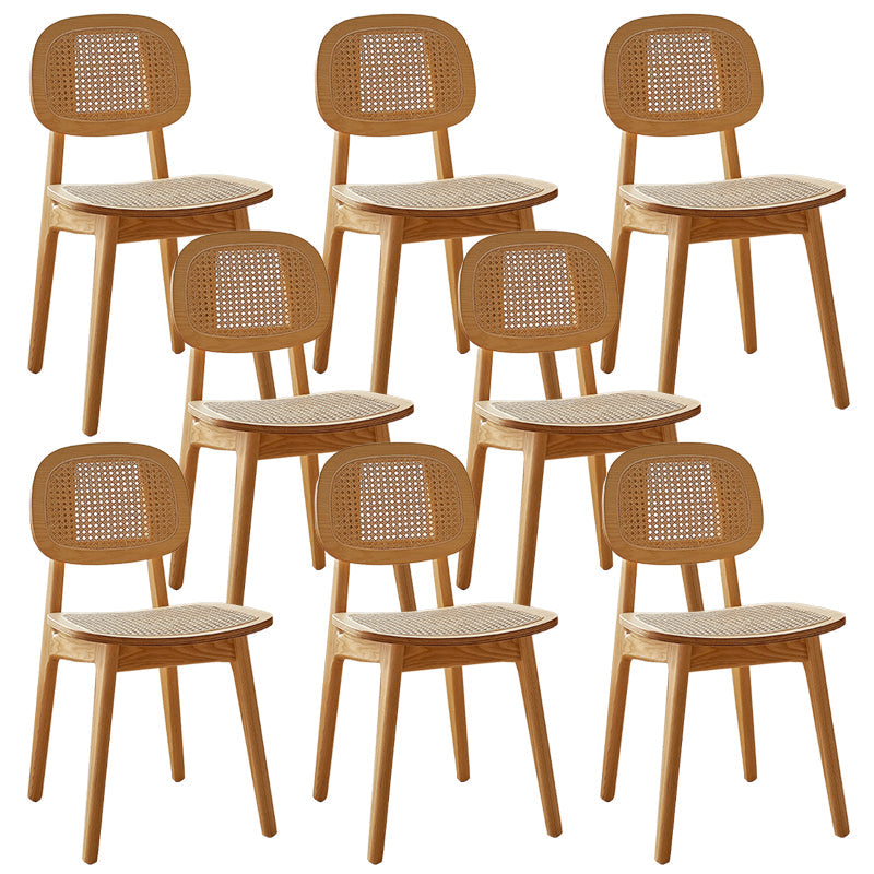 Rubber Wood Armless Dining Chairs Scandinavian Open Back Dining Side Chair