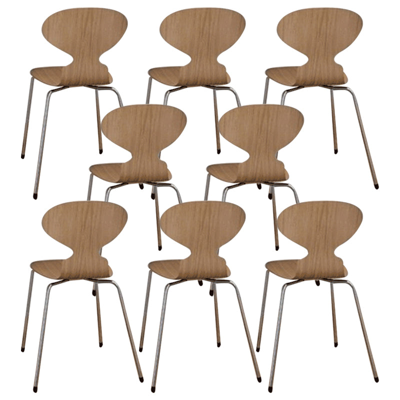 Metal and Wood Armless Dining Chairs Contemporary Side Chair Set Wood 8 Piece Set Clearhalo 'Dining Chairs' 'Dining Tables & Seating' 'dining_chair' 'furn' 'furn_dining_chair' 'Furniture' 'Kitchen & Dining Furniture' 5598327