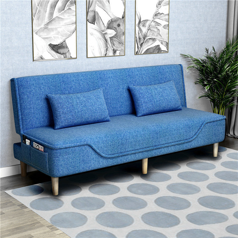 Contemporary Living Room Tight Back Sleeper Armless Linen Seating 59"L x 28"W x 29"H Blue Clearhalo 'furn' 'furn_sofas' 'Furniture' 'Living Room Furniture' 'Sofa' 'sofas' 5601762