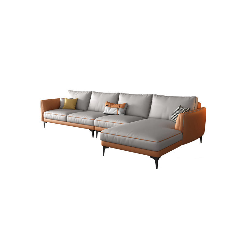 Light-grey Faux Leather Sofa/Sectional Stain-Resistant Square Arm Sofa