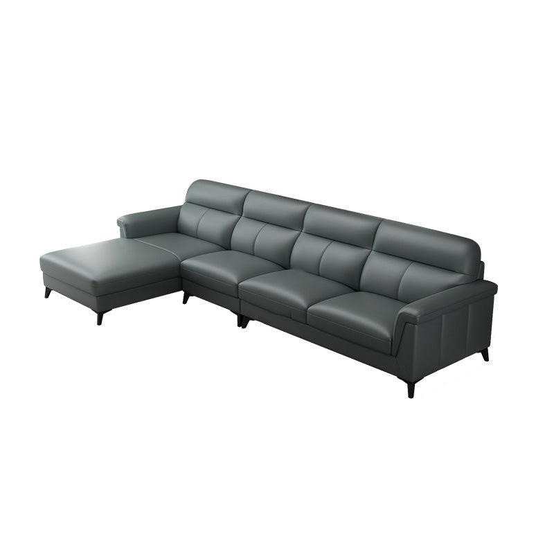 Contemporary Green Stain-Resistant Genuine Leather for Living Room Sofa