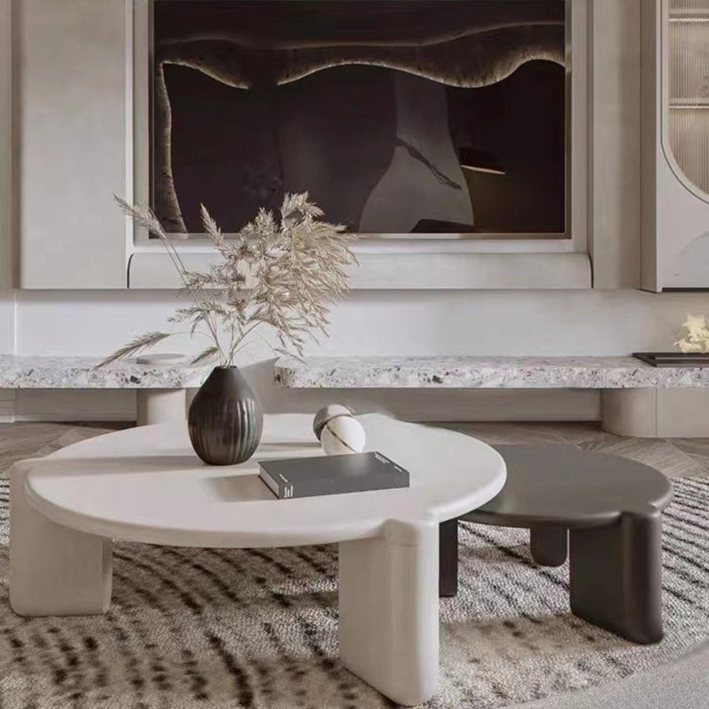 Tavolino in legno rotondo in stile moderno con tavolino da caffè a 3 gambe