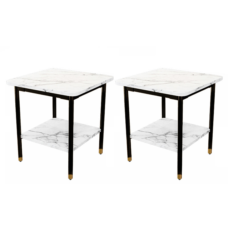 Tavolo da parte superiore in ardesia quadrata contemporanea Metal 4 gambe laterale