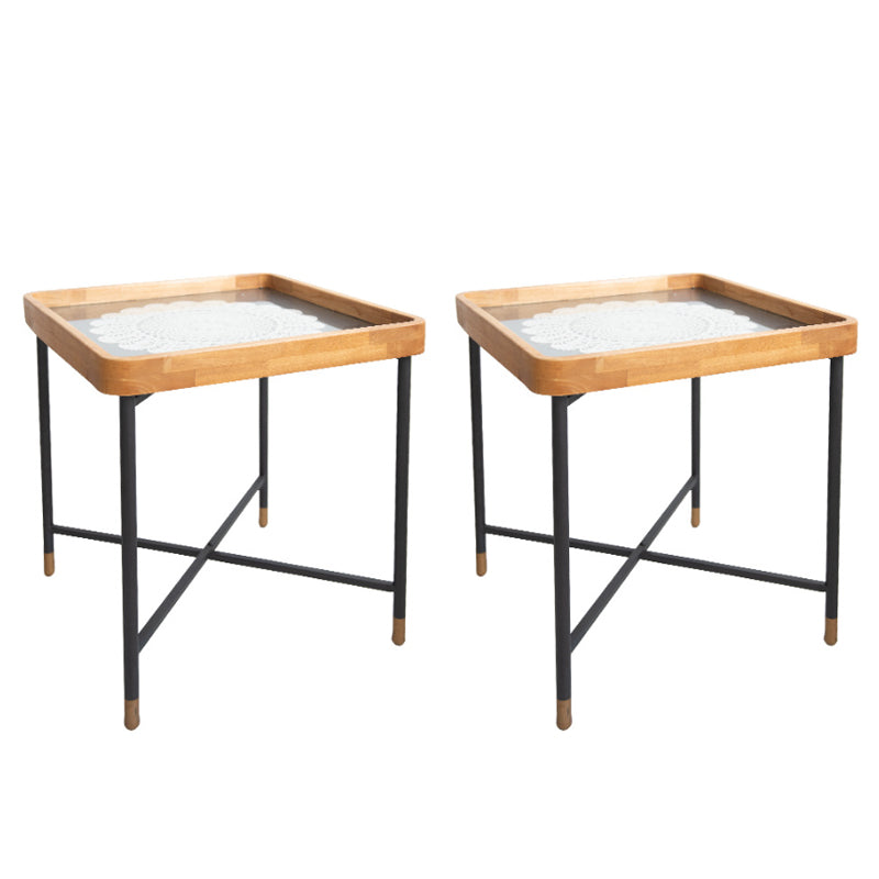 TABELLA END CROVE GAMME 18,5 "W X 18,5" D x 21,65 "H Glass/legno Topta superiore