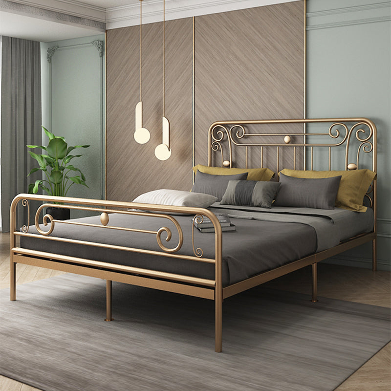 Glam Metallic Open-Frame-Bett mit rechteckigem Kopfteil und Fußbrett