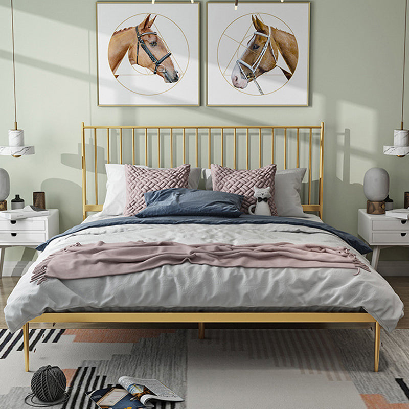 43.3" Metal Standard Bed with Spindle Headboard Low Profile Bed