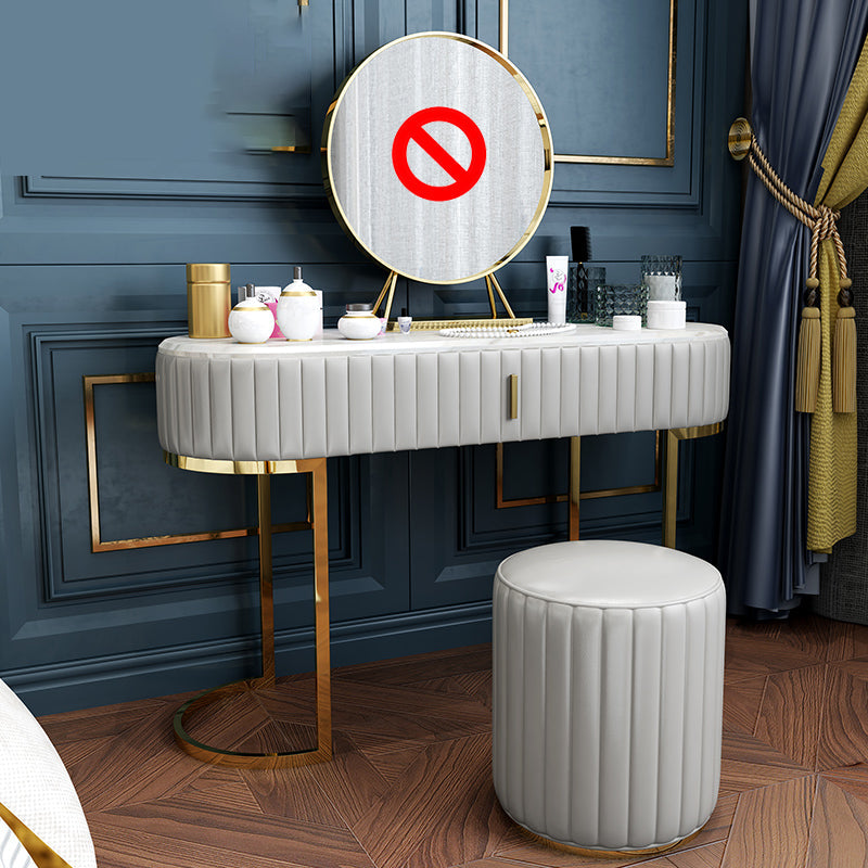 Holzwaschtisch mit Stuhl und Spiegelstein Top Eitelkeit in Grau