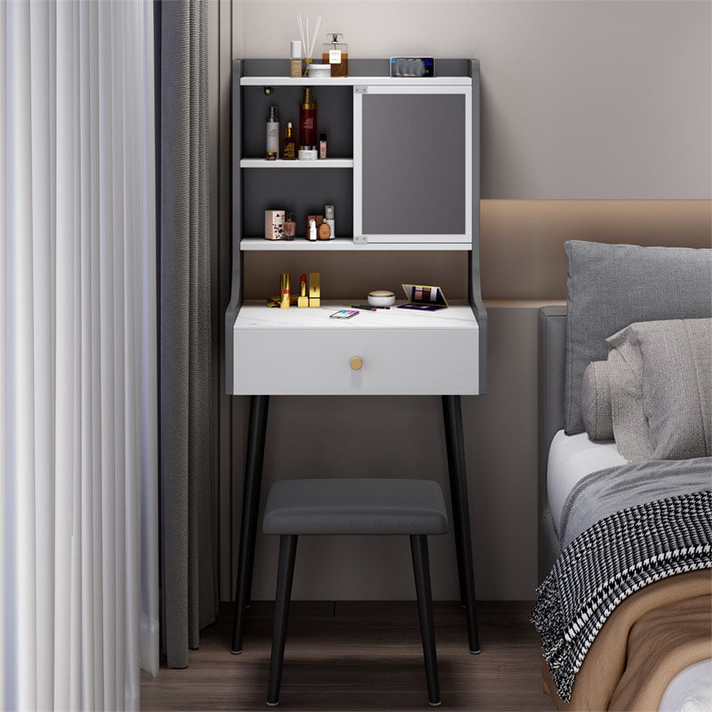 Zeitgenössischer Stein -Top -Waschtisch mit Aufbewahrung in Schwarz/Grau