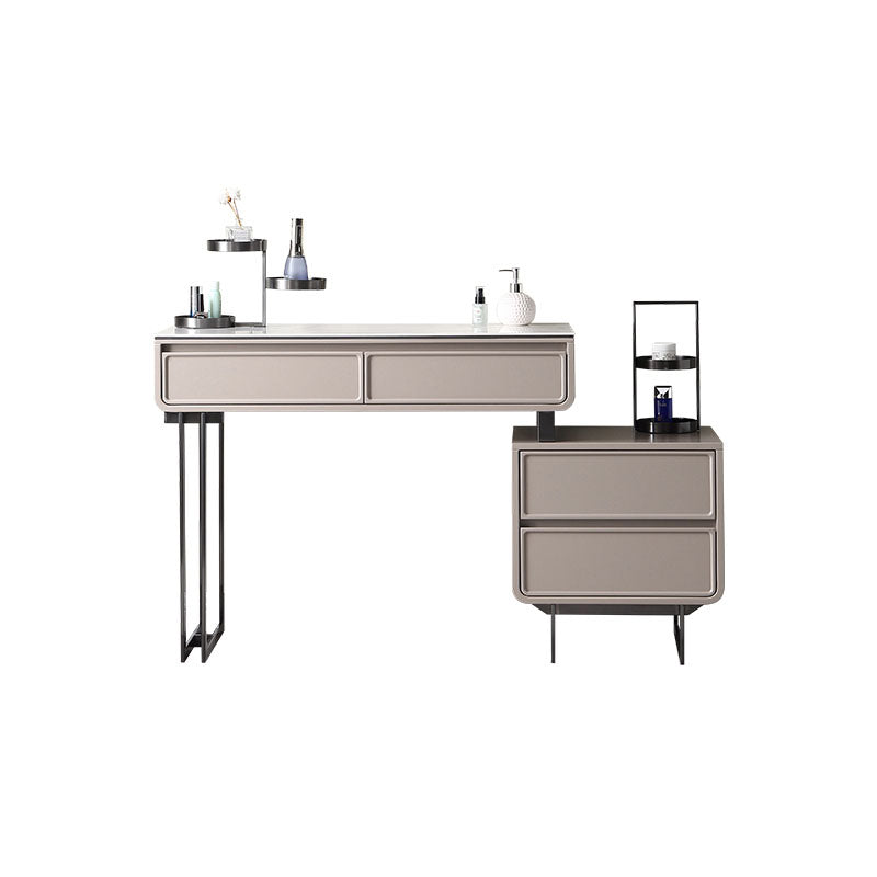 White/Grey Vanity Wood Makeup Dressing Table Stone Top Dresser