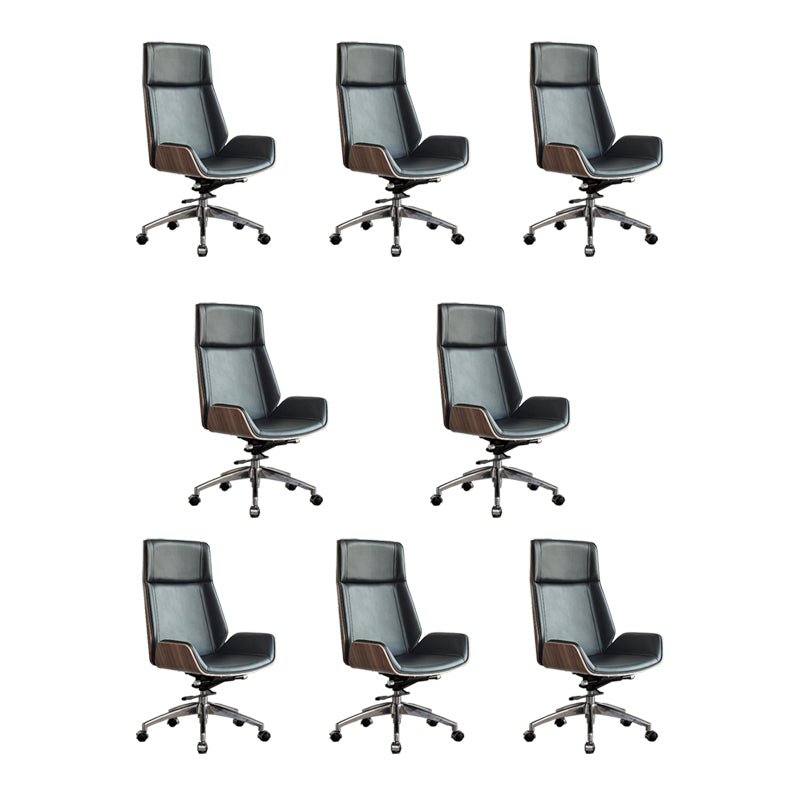 High Back Office Chair Rotatable Leather Desk Chair with Wheels Brown-Black 8 Piece Set Clearhalo 'furn' 'furn_office_chair' 'Furniture' 'Office Chairs' 'Office Furniture' 'office_chair' 5608739