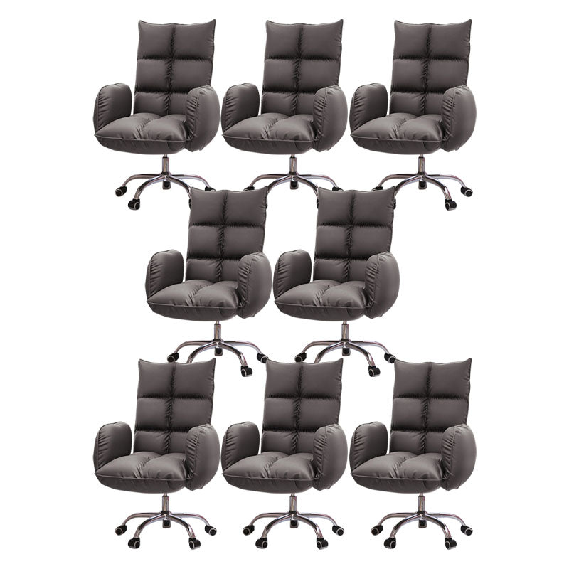 Sedia alta office di back office sedia da scrivania imbottita rotabile con base in acciaio