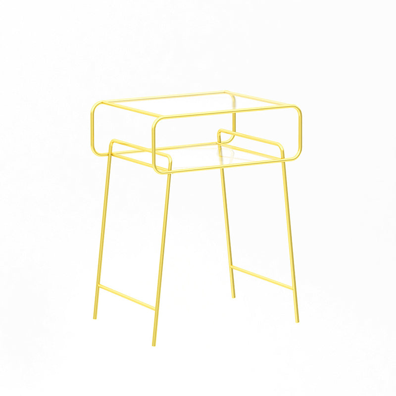 グラム21インチHベッドナイトスタンドガラストップオープンストレージナイトテーブル