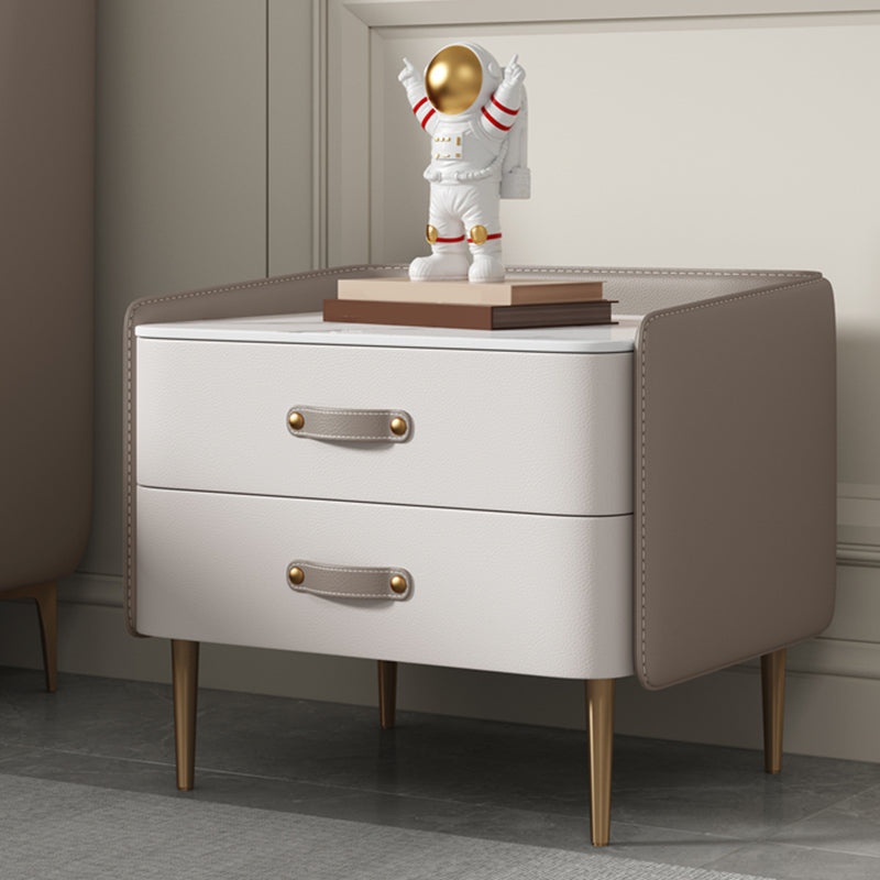 Comodino da 2 disegni moderno da 20 pollici H in pietra tavolo da notte con gambe