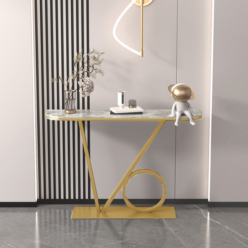 Tavolo di accento di base del piedistallo di ferro con top in pietra melatina per sala