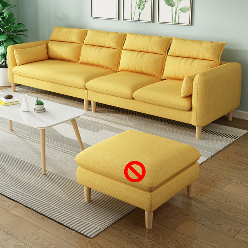Contemporary Sewn Pillow Back Standard Square Arm Linen Seating Lemon Yellow Clearhalo 'furn' 'furn_sofas' 'Furniture' 'Living Room Furniture' 'Sofa' 'sofas' 5611343