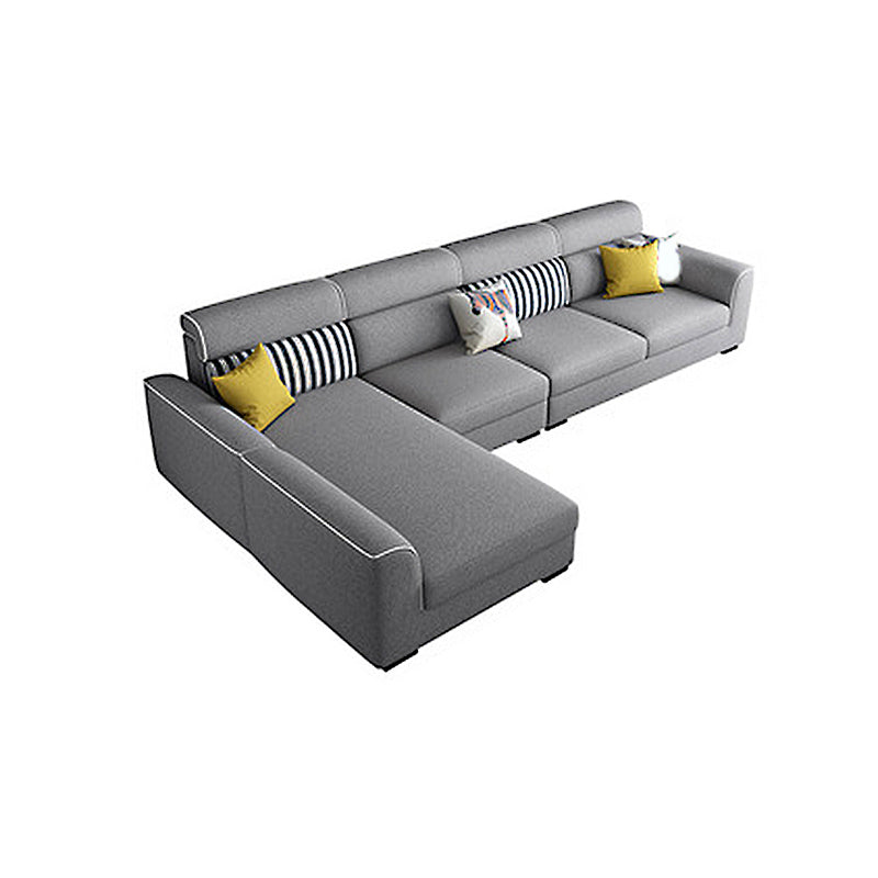 Square Arm 35 Inch High Sectionals in Grey Removable Cushions Sectionals