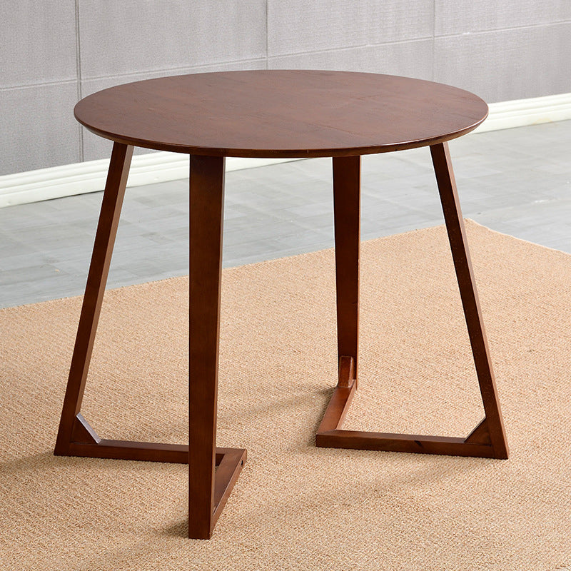 Scandinavian Round Solid Wood Coffee Table 23.6"H Sled Cocktail Table