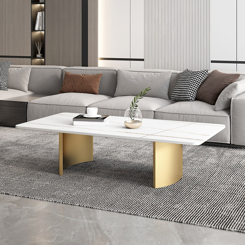 Glam da 15,7 "h tavolo da caffè in ardesia rettangolo acciaio 2 gambe tavolo da cocktail