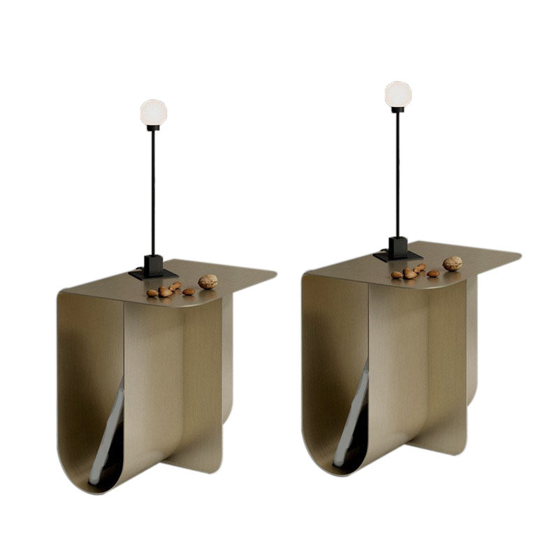 15" Tall Mid-Century Metal Rectangle Top Side Table Abstract End Table with Storage