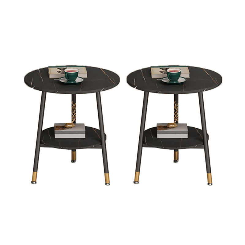 21.6"H X 19.6"W X 19.6"D Round Slate Top Side Table Metal 3 Legs End Table Black 2 Clearhalo 'Coffee & Accent Tables' 'End & Side Tables' 'end_side_tables' 'furn' 'furn_end_side_tables' 'Furniture' 'Living Room Furniture' 5612402