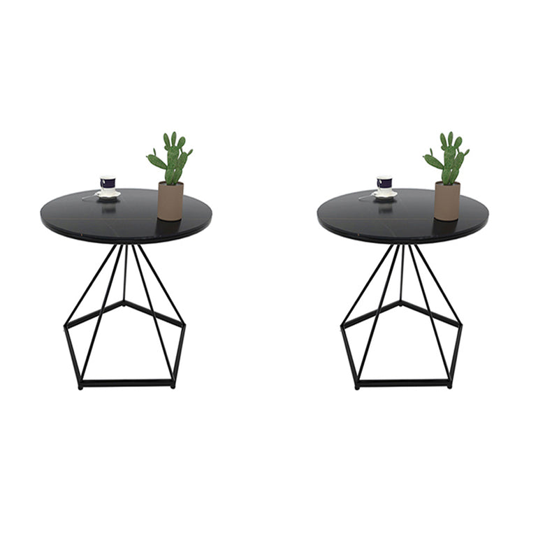 Schieferplatte Tischplatte rund Metallrahmen Basis Moderner Kaffeetisch