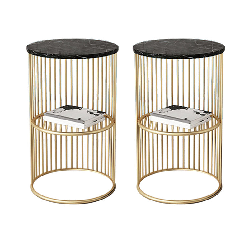 Modern Style Round Slate Table Plate Metal Frame Base Coffee Table