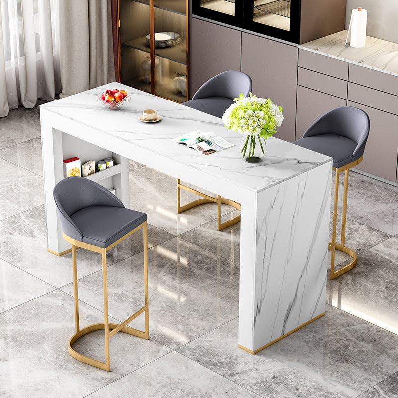 Modern Style Bar Counter Table Rectangle Stone Table for Kitchen 70.9"L x 23.6"W x 41.3"H Without Chairs Clearhalo 'Bar Furniture' 'Bar Tables' 'bar_tables' 'furn' 'furn_bar_tables' 'Furniture' 'Kitchen & Dining Furniture' 5616742