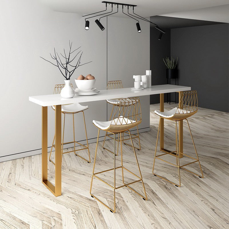 Pine Wood Bar Esstisch Glam Rechteck Tisch mit doppelter Sockel für Balkon