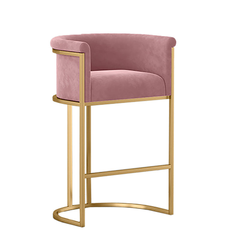 Glam Style Luxury Upholstered Bar Stools Armless Backrest Stools for Home Pink 1 Piece Clearhalo 'Bar Furniture' 'Bar Stools' 'bar_stools' 'furn' 'furn_bar_stools' 'Furniture' 'Kitchen & Dining Furniture' 5617053
