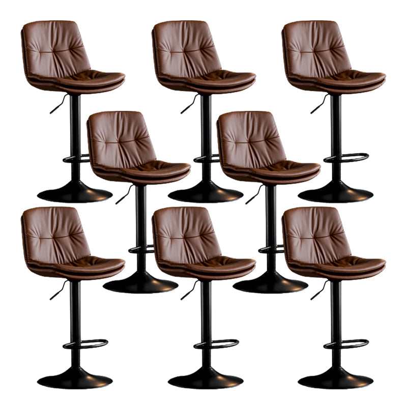 Modern Metal Stool Faux Leather Footrest Stool Adjustable Height in Matte Finish Brown Black 8 Piece Set Clearhalo 'Bar Furniture' 'Bar Stools' 'bar_stools' 'furn' 'furn_bar_stools' 'Furniture' 'Kitchen & Dining Furniture' 5617808