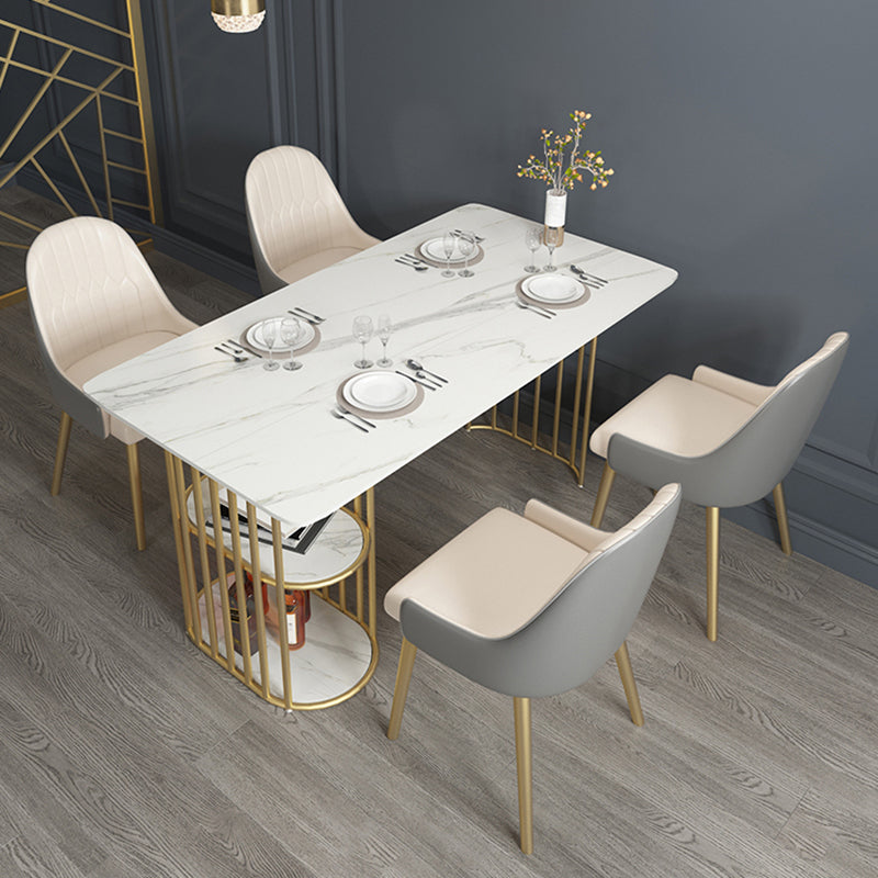 Nordic 1/2/4/5 pezzi Set da pranzo Tavolo da pranzo in pietra rettangolare per sala da pranzo