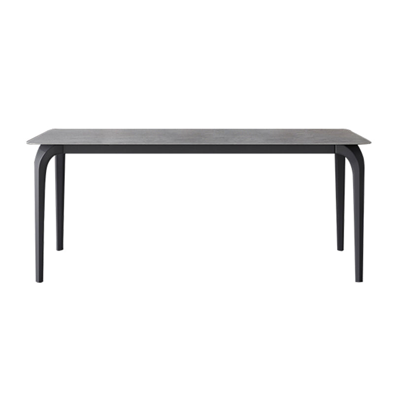 Rectangle Industrial Dining Table Black Sintered Stone Fixed Table 59.1"L x 31.5"W x 29.5"H Without Chairs Clearhalo 'Dining Tables & Seating' 'Dining Tables' 'dining_table' 'furn' 'furn_dining_table' 'Furniture' 'Kitchen & Dining Furniture' 5618548