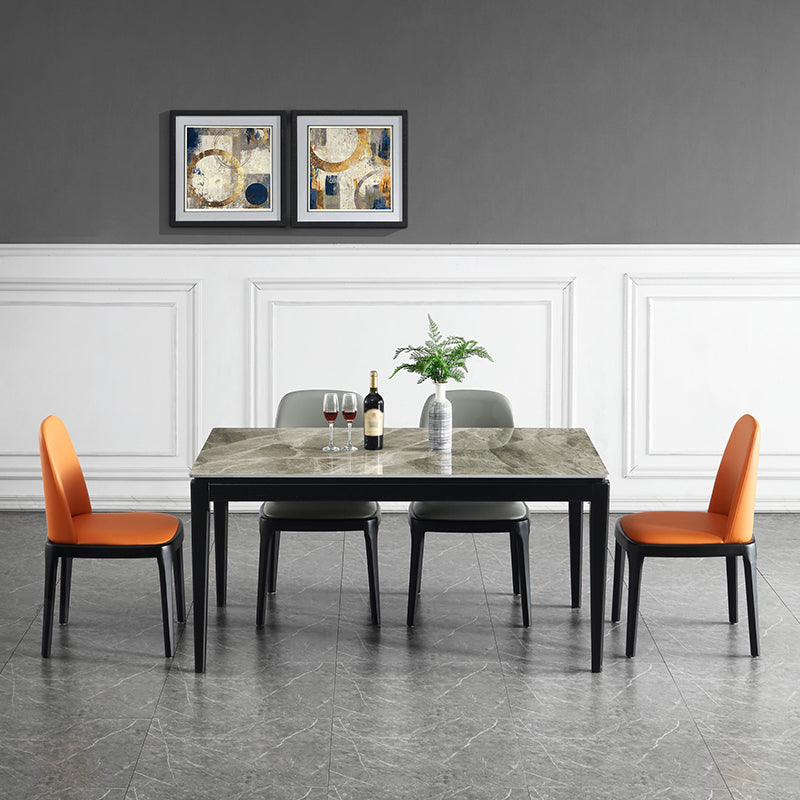 Table à manger rectangle de style du milieu du siècle avec des jambes en bois massif