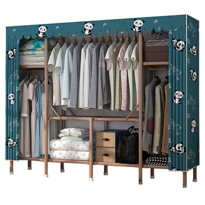 Bruin metalen frame garderobe armoire moderne vouwgarderobe kast