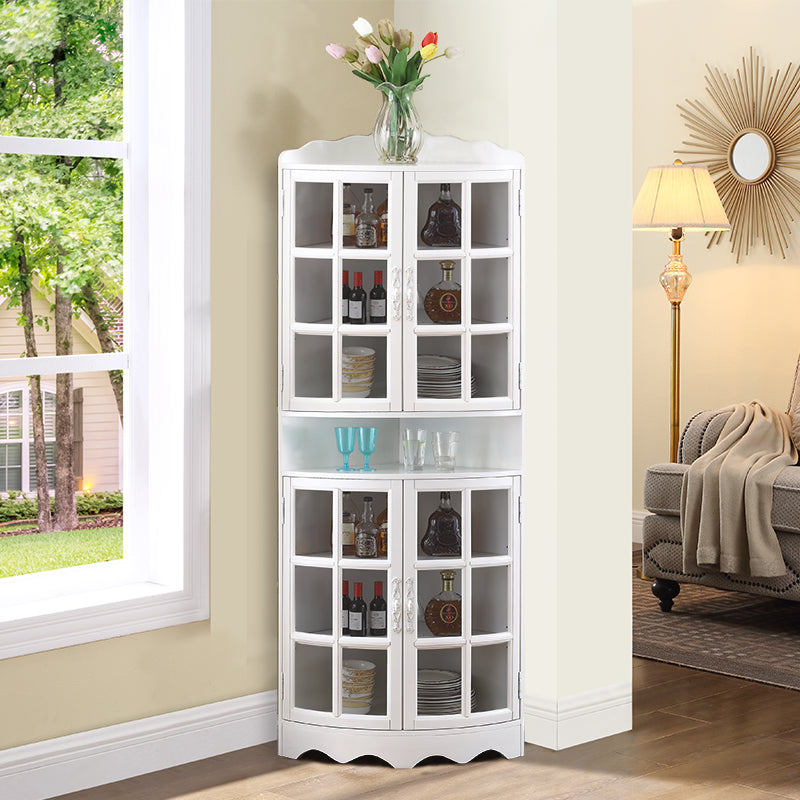 Contemporary Side Board Rubber Wood Door Sideboard for Dining Room 20"L x 20"W x 78"H White Clearhalo 'buffet_sideboard' 'Buffets & Sideboards' 'furn' 'furn_buffet_sideboard' 'Furniture' 'Kitchen & Dining Furniture' 5619204