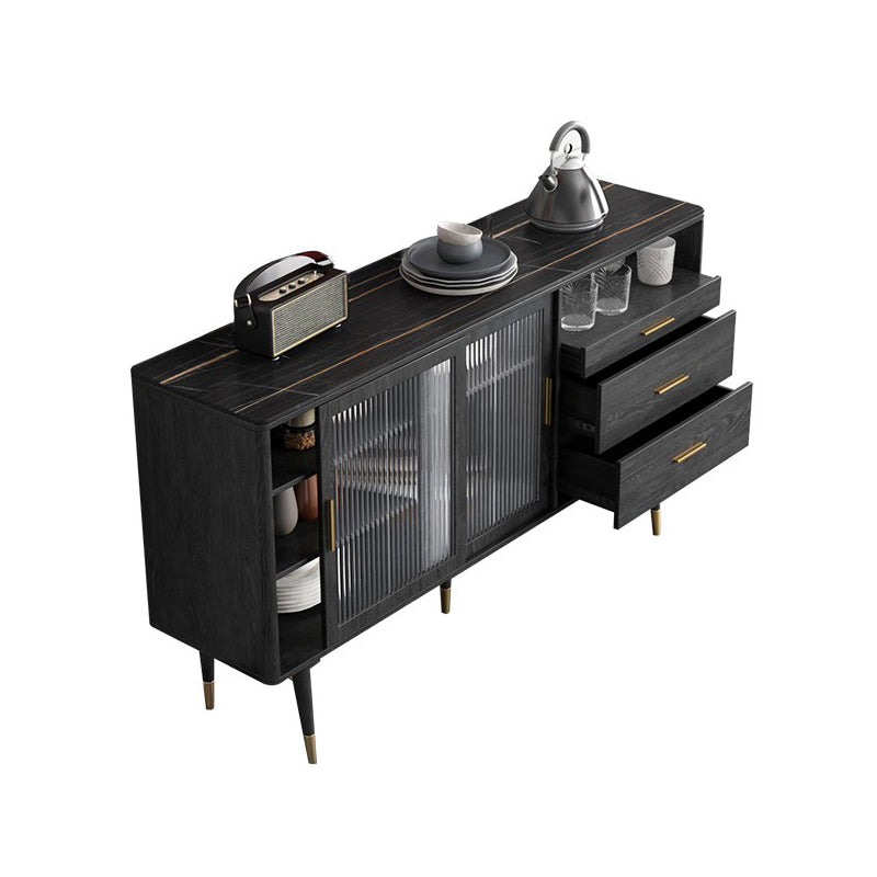 Sideboard a 2 porte glam in legno 61 "l armadio della credenza soggiorno con porta di vetro