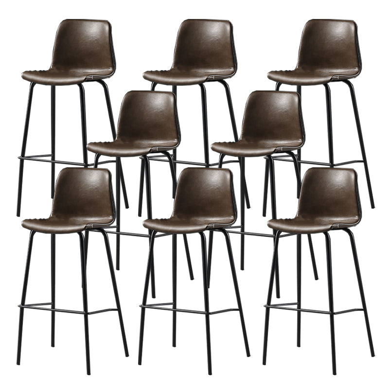 Industrial Indoor Bucket Counter Bar Stool Footrest Faux Leather Bar Stool