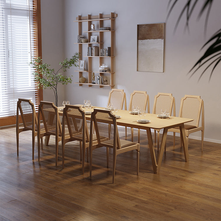 Modern 1/2/3/5/9 Pieces Dining Set Wood Dining Furniture Set in Natural 9 Pieces: Table, 8 Chairs Clearhalo 'Dining Room Sets' 'Dining Tables & Seating' 'dining_room_set' 'furn' 'furn_dining_room_set' 'Furniture' 'Kitchen & Dining Furniture' 5620283