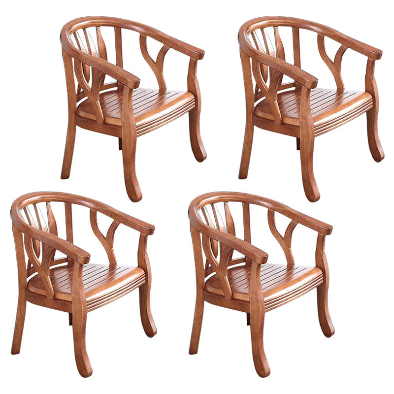 Traditional Dining Arm Chair Matte Finish Solid Wood Windsor Guest Chair with Four Legs